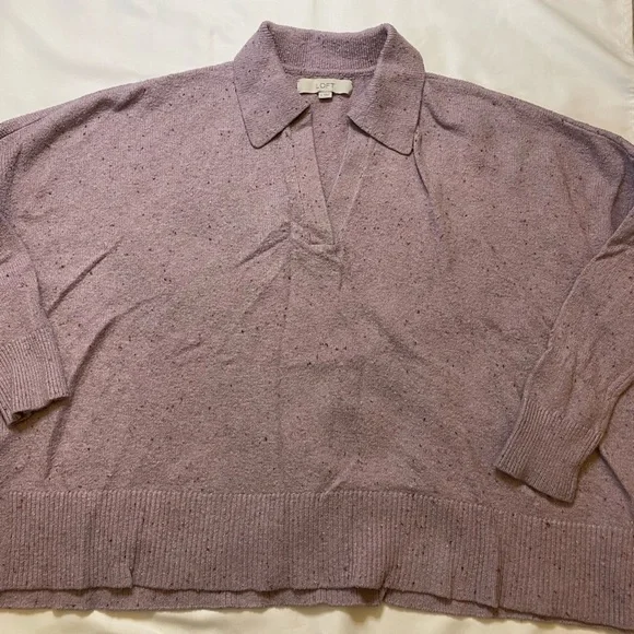 Loft size small lilac purple collard sweater - Picture 2 of 7